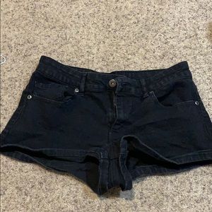 black jean shorts